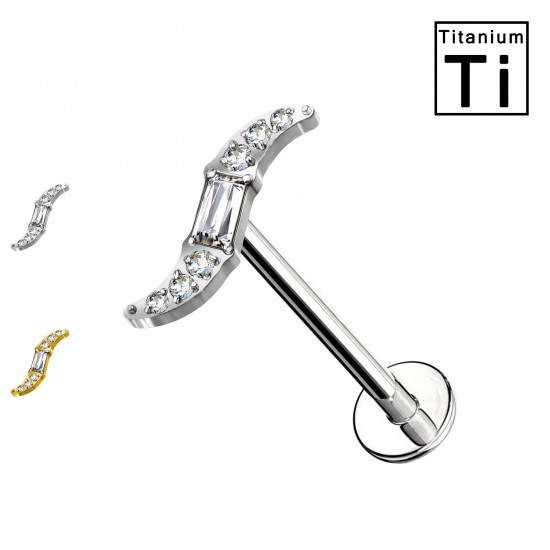 Piercing Labret in Titanio con cristalli forma S