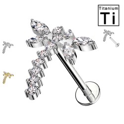  Piercing Labret con Libellula in Titanio