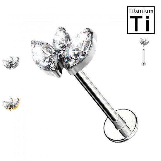 Piercing Labret con cristalli in Titanio