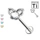 Piercing Labret in Titanio con Orecchie di gatto con cristalli