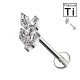 Piercing Labret in Titanio con Cristalli a Forma di Foglia e con Filettatura Interna Piercing Labret in Titanio con Cristalli a Forma di Foglia e con Filettatura Interna