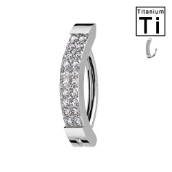 Piercing Banana Ombelico in Titanio   con Cristalli  