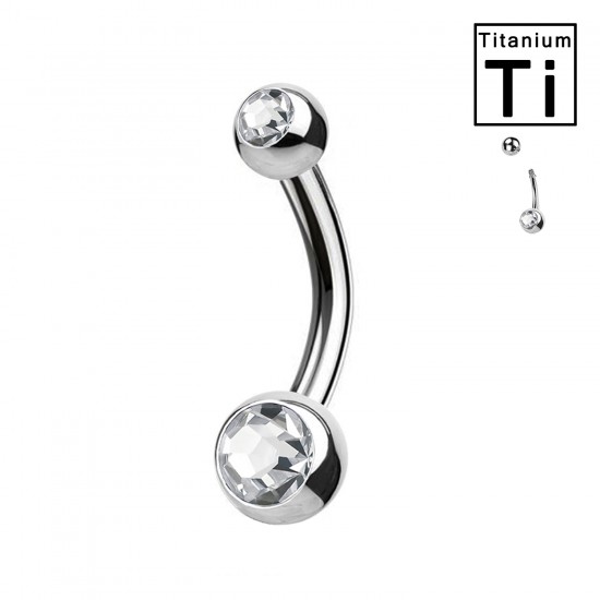 Piercing Ombelico Basic in Titanio con Doppi Cristalli