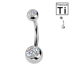 Piercing Ombelico con doppi Cristalli in Titanio-Interna