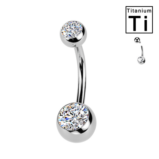Piercing Ombelico con doppi Cristalli in Titanio-Interna