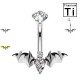 PWD-037 Piercing Banana Ombelico in Titanio con Cristallo a Forma di Bat