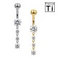 PWD-038 Piercing de ombligo de titanio con forma de plátano y cristales