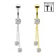 PWD-039 Piercing de ombligo de titanio con forma de plátano, cristales y cadena