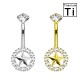 PWD-040 Piercing de ombligo de titanio con forma de banana, cristales y estrella