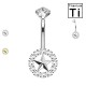 PWD-040 Piercing de ombligo de titanio con forma de banana, cristales y estrella