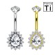 PWD-042 Piercing de ombligo de titanio con forma de plátano y cristales