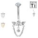 PWD-044 Piercing de ombligo de titanio con forma de plátano, cristales y cadena