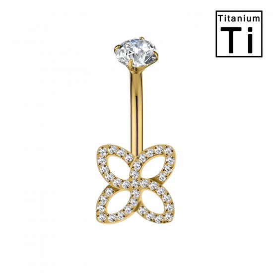 PWD-071 Perforación en el ombligo con cristales de titanio mariposa