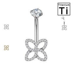 PWD-071 Nabelpiercing mit Schmetterlingstitankristallen