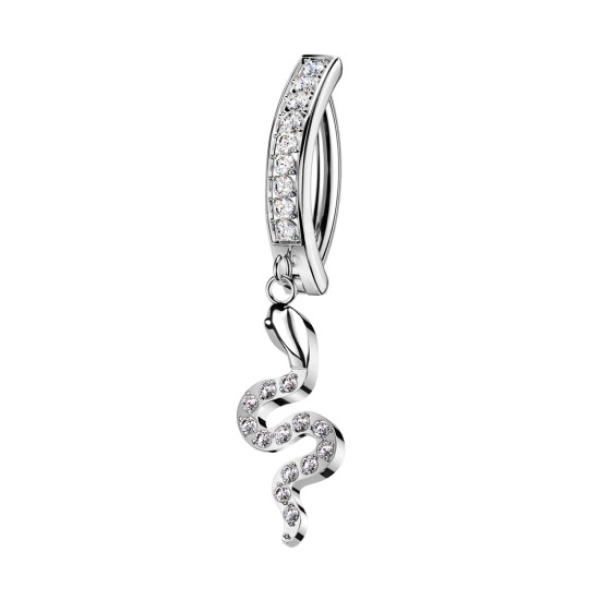 Piercing Banana Ombelico in Titanio con Serpente Pendente