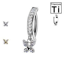 Piercing Banana Ombelico in Titanio con Farfalla Pendente