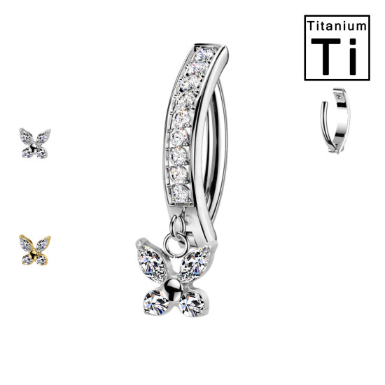 Piercing Banana Ombelico in Titanio con Farfalla Pendente