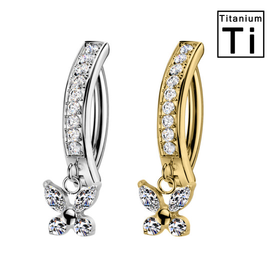 Piercing Banana Ombelico in Titanio con Farfalla Pendente
