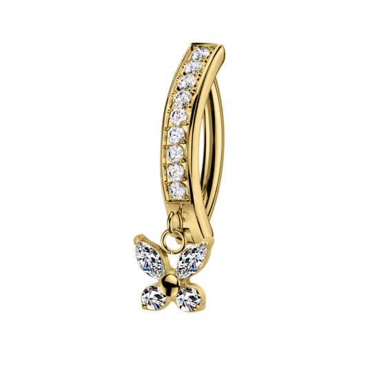 Piercing Banana Ombelico in Titanio con Farfalla Pendente