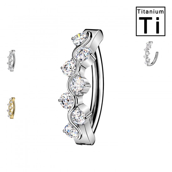 PWD-078 Piercing Labret Curvo con Cristalli in Titanio