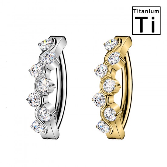 PWD-078 Piercing Labret Curvo con Cristalli in Titanio