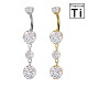 Piercing Banana Ombelico con Tre Cristalli Pendenti