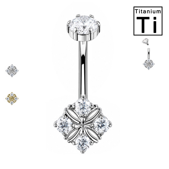 Piercing du nombril avec fleur de cristal ronde