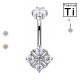 Piercing du nombril avec fleur de cristal ronde