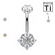 Piercing Ombelico con Fiore di Cristalli Rotondi