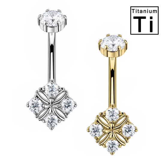 Piercing Ombelico con Fiore di Cristalli Rotondi