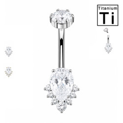 Tropfenkristall und kubisches Zirkonia-Nabelpiercing Tropfenkristall und kubisches Zirkonia-Nabelpiercing