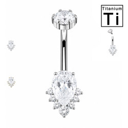 Piercing Ombelico con Cristallo a Goccia e Zirconi