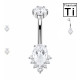 Piercing Ombelico con Cristallo a Goccia e Zirconi