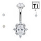 Piercing Ombelico con Cristallo Ovale e Zirconi