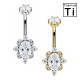 Piercing Ombelico con Cristallo Ovale e Zirconi