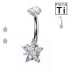 Piercing Ombelico in Titanio con Stella su Fiore di Cristalli