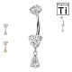 Piercing Banana Ombelico con Cuore e Cristallo a Goccia