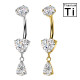 Piercing Banana Ombelico con Cuore e Cristallo a Goccia