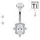 Piercing du nombril avec cristal ovale et zirconie cubique