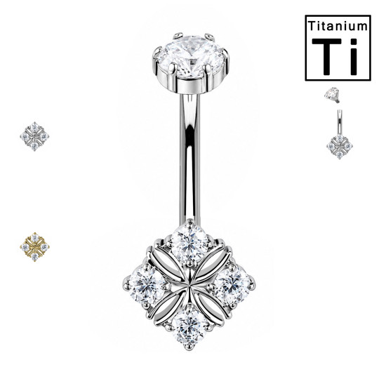 Piercing Ombelico con Fiore di Cristalli Rotondi