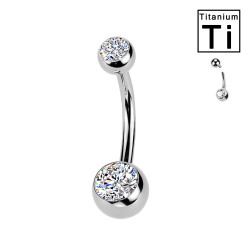 Piercing Ombelico con doppi Cristalli in Titanio-Interna