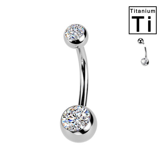 Piercing Ombelico con doppi Cristalli in Titanio-Interna