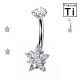 Piercing Ombelico in Titanio con Stella su Fiore di Cristalli