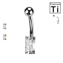 Titan-Augenbrauenpiercing mit rechteckigem Kristall Titan-Augenbrauenpiercing mit rechteckigem Kristall