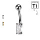 Piercing de sourcil en titane avec cristal rectangulaire
