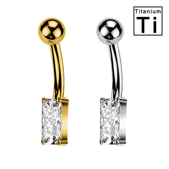 Piercing Sopracciglio in Titanio con Cristallo Rettangolare