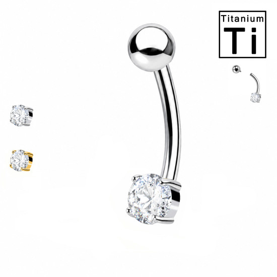 Piercing en titane pour sourcils avec cristal rond