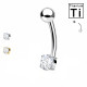 Piercing en titane pour sourcils avec cristal rond