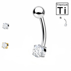 Piercing Sopracciglio in Titanio con Cristallo Rotondo