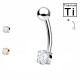 Piercing Sopracciglio in Titanio con Cristallo Rotondo